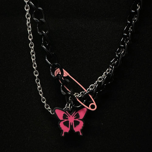 Pink Butterfly Necklace