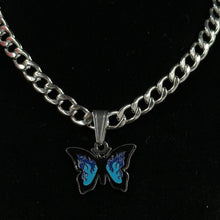 Load image into Gallery viewer, Blue Butterfly Flame Necklace