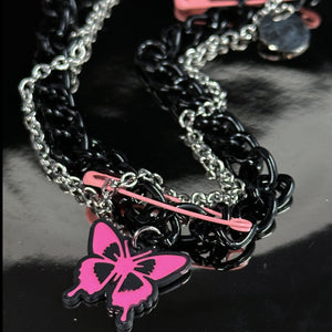 Pink Butterfly Necklace