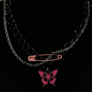 Pink Butterfly Necklace