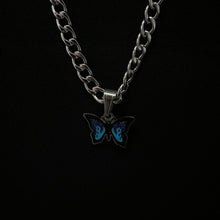 Load image into Gallery viewer, Blue Butterfly Flame Necklace