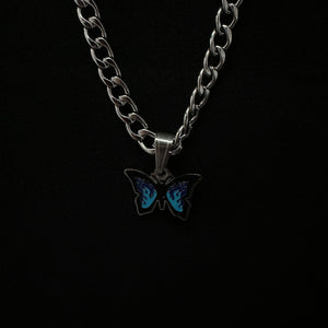 Blue Butterfly Flame Necklace