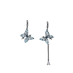 Blue Butterfly Chain Earrings