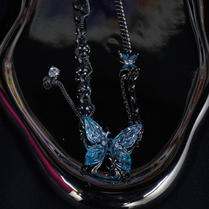 Blue Butterfly Chain Necklace