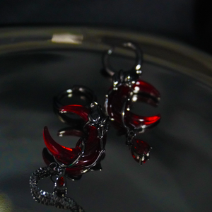 Red Moon Chain Earrings