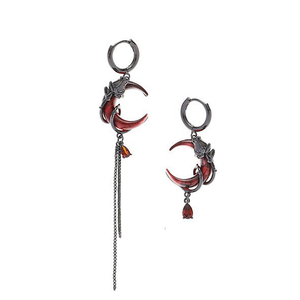 Red Moon Chain Earrings